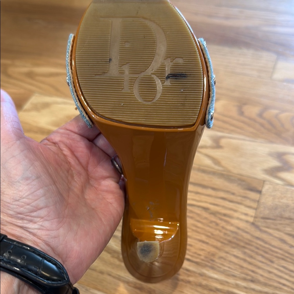 Dior Denim Slide lacquered Heel with Silver C & D & Stiletto - Picture 8 of 9